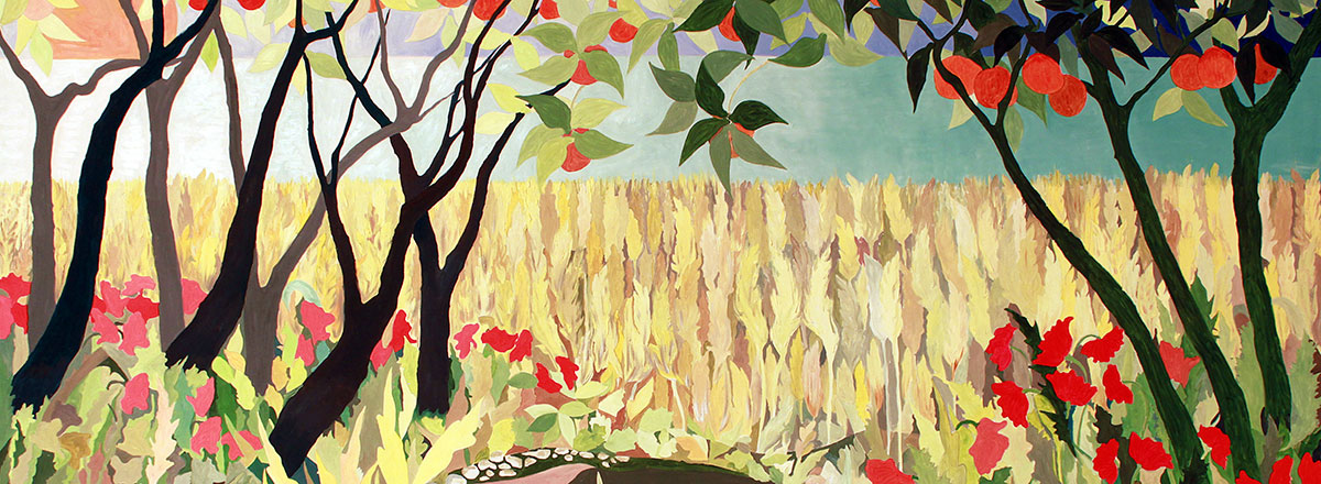L'aranceto di Orazio Vancheri. Olio su tela 210x110cm